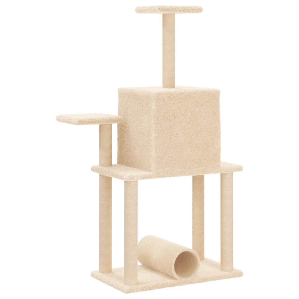 Albero per Gatti con Tiragraffi in Sisal Crema 122 cm