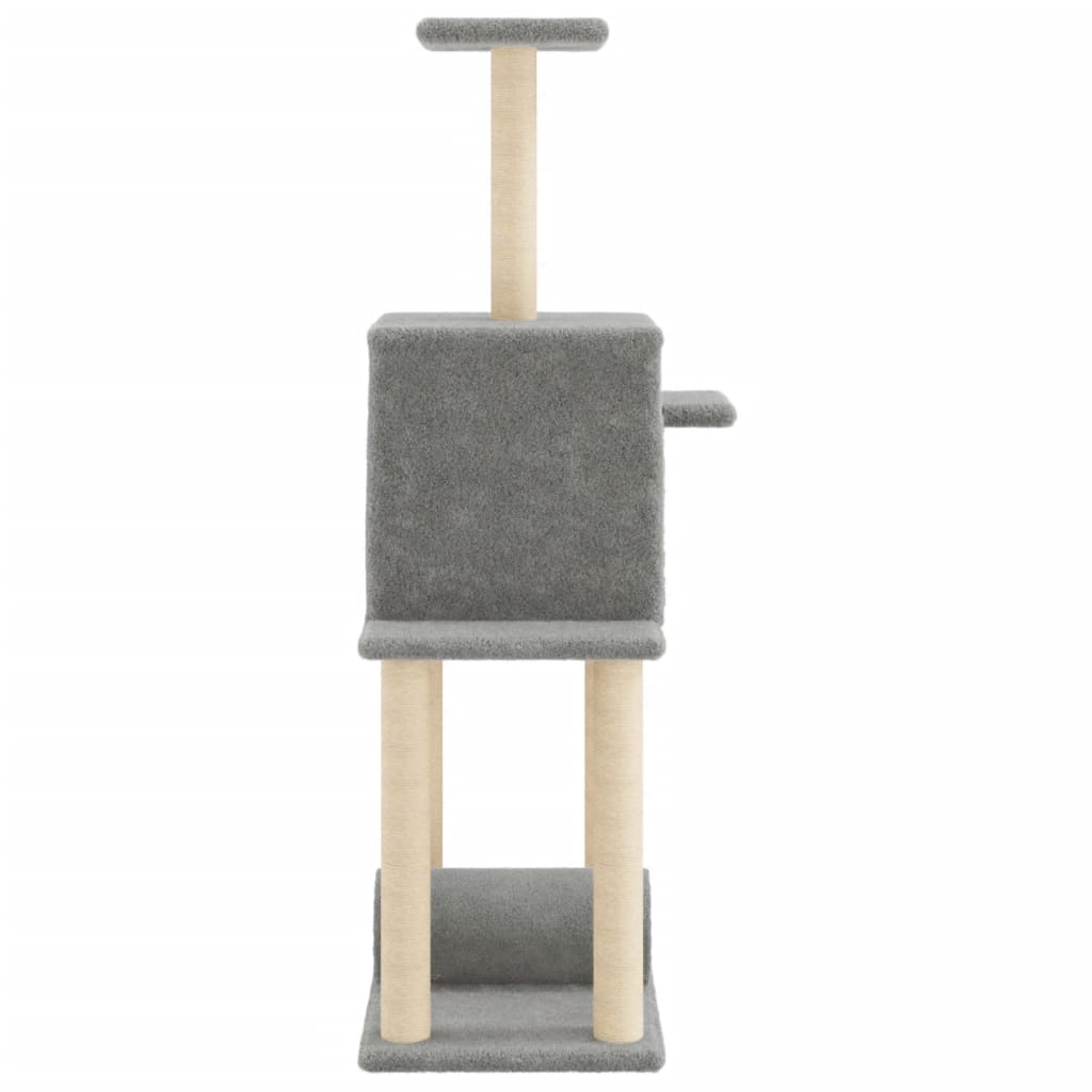 Albero per Gatti con Tiragraffi in Sisal Grigio Chiaro 122 cm