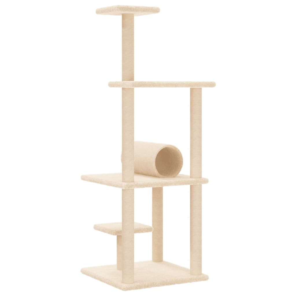 Albero per Gatti con Tiragraffi in Sisal Crema 136 cm