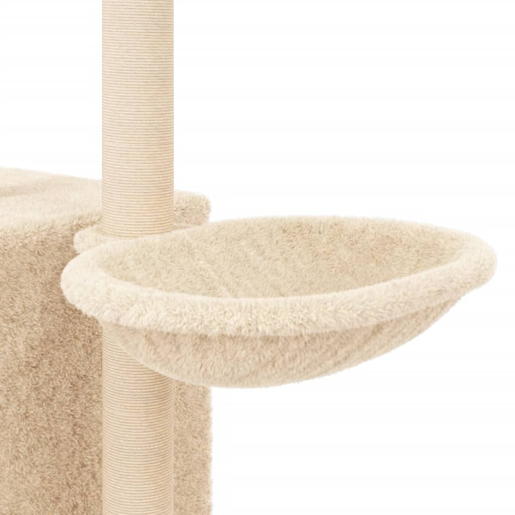 Albero per Gatti con Tiragraffi in Sisal Crema 145 cm