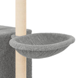 Albero per Gatti con Tiragraffi in Sisal Grigio Chiaro 145 cm