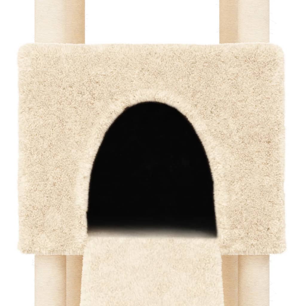 Albero per Gatti con Tiragraffi in Sisal Crema 153 cm