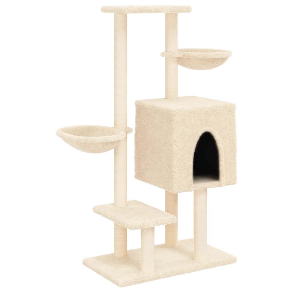 Albero per Gatti con Tiragraffi in Sisal Crema 117 cm