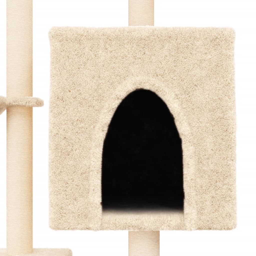 Albero per Gatti con Tiragraffi in Sisal Crema 117 cm