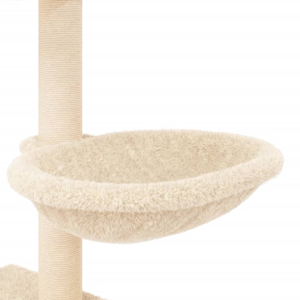 Albero per Gatti con Tiragraffi in Sisal Crema 117 cm