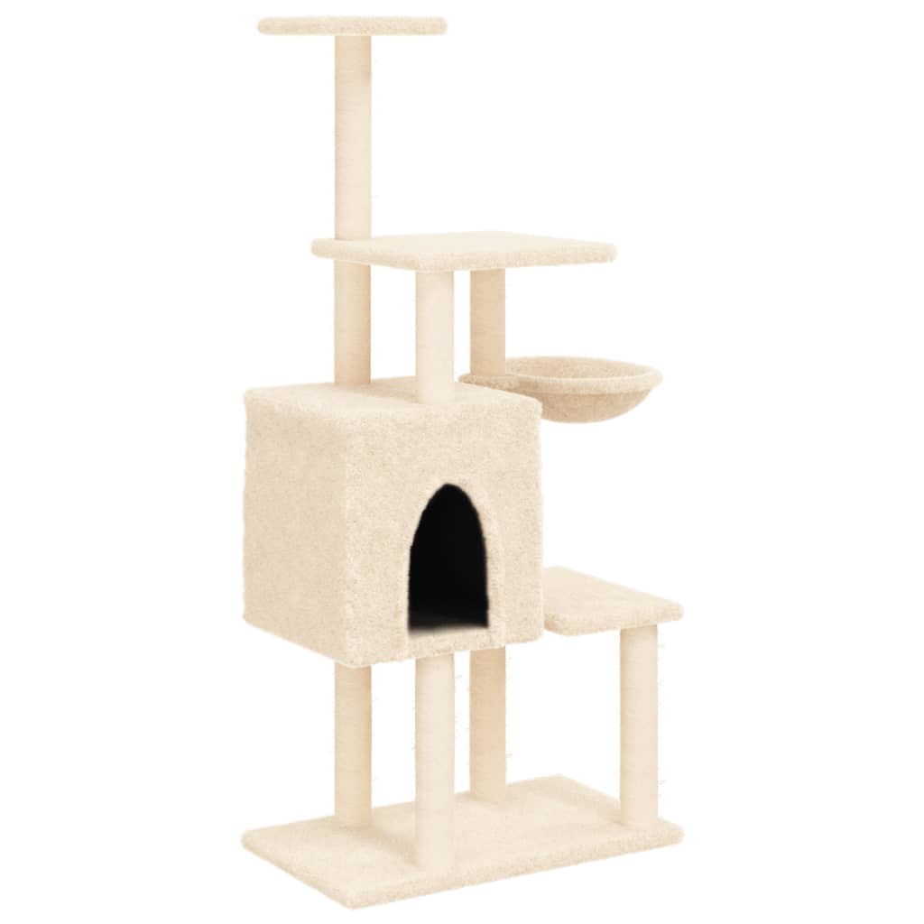 Albero per Gatti con Tiragraffi in Sisal Crema 131 cm