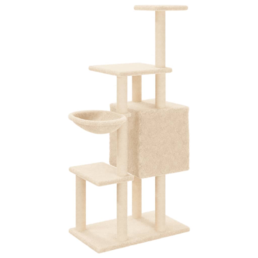 Albero per Gatti con Tiragraffi in Sisal Crema 131 cm