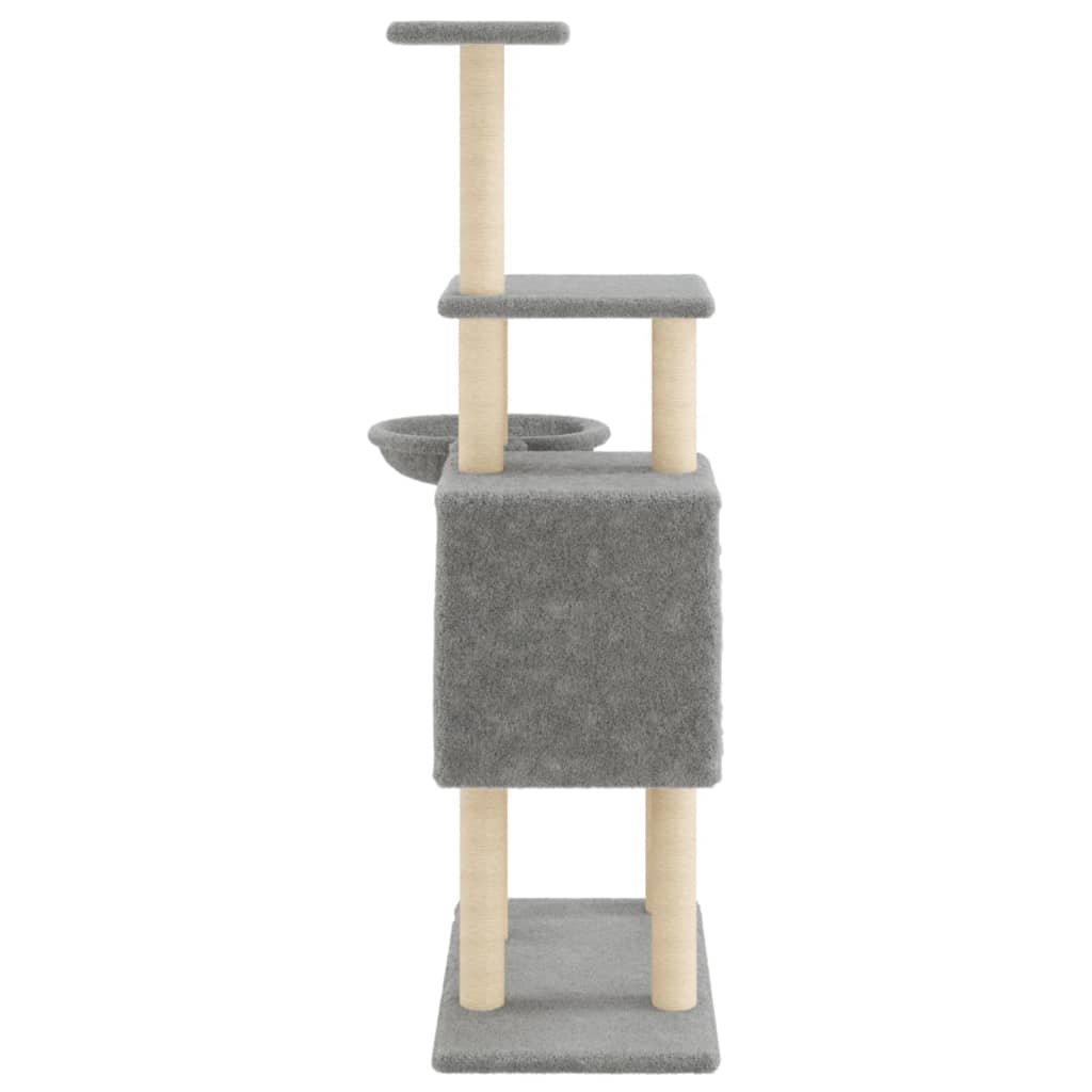 Albero per Gatti con Tiragraffi in Sisal Grigio Chiaro 131 cm