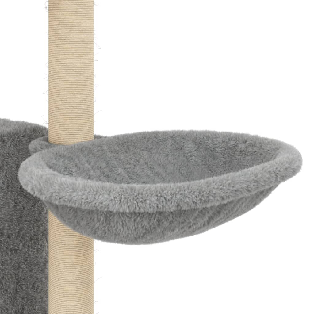 Albero per Gatti con Tiragraffi in Sisal Grigio Chiaro 131 cm