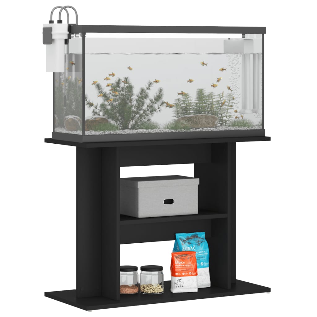 Aquarium Stand 80x35x60 cm in Black Multilayer Wood