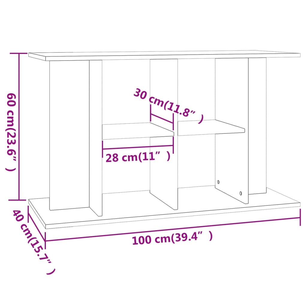 Aquarium Support 100x40x60cm Glossy White Multilayer Wood