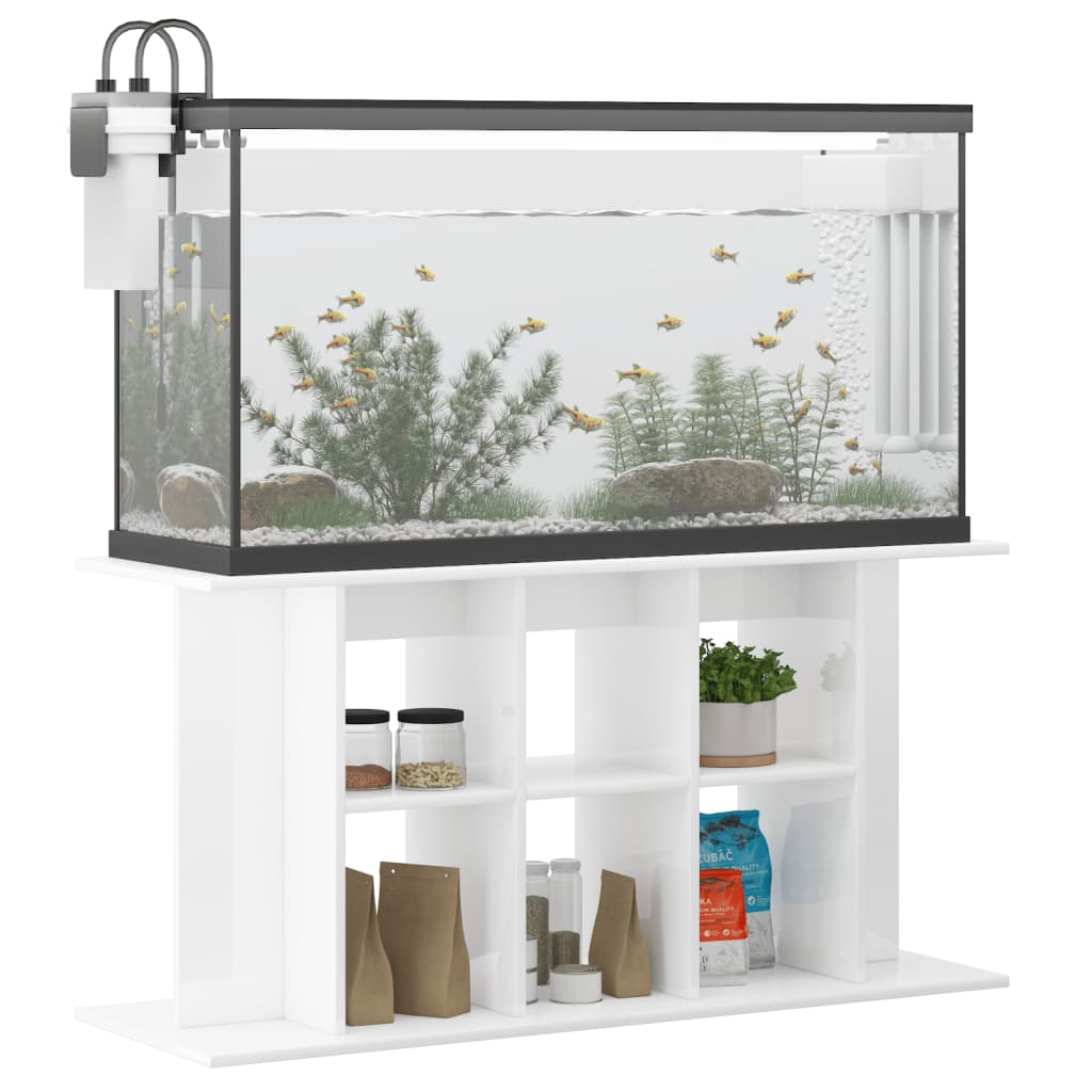 Supporto Acquario 120x40x60 cm Legno Multistrato Bianco Lucido