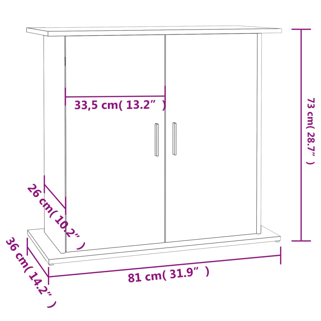 White Aquarium Stand 81x36x73 cm in Multilayer Wood