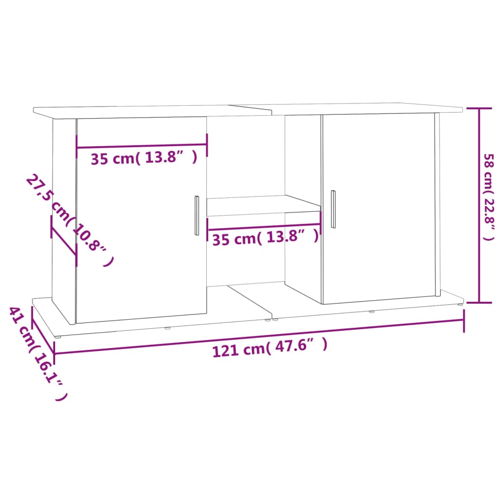 Aquarium Stand 121x41x58 cm in White Multilayer Wood