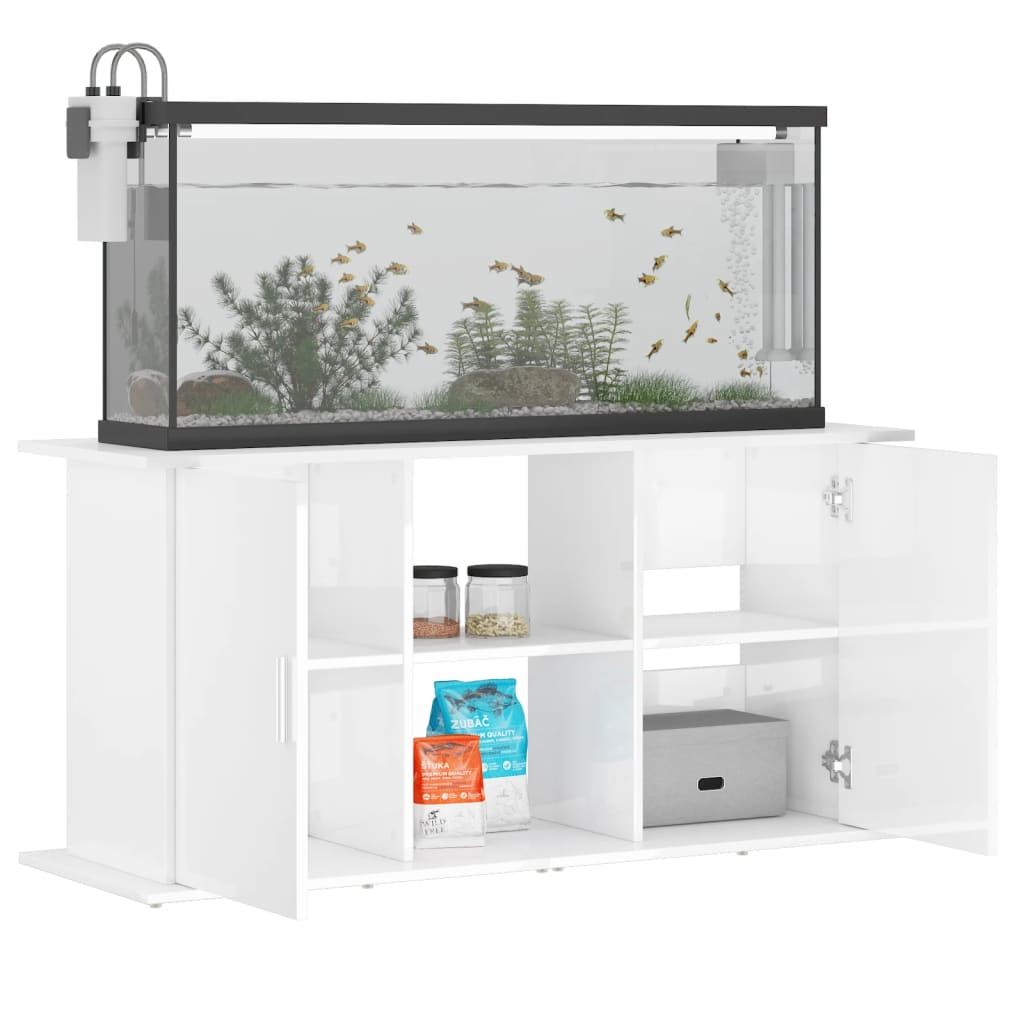 Aquarium Stand 121x41x58 cm Gloss White Multilayer Wood