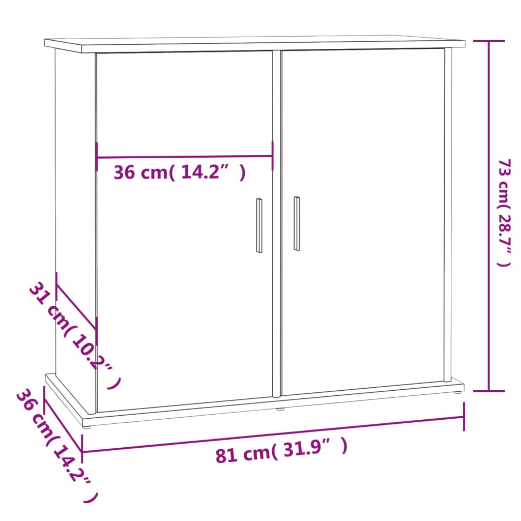 White Aquarium Stand 81x36x73 cm in Multilayer Wood