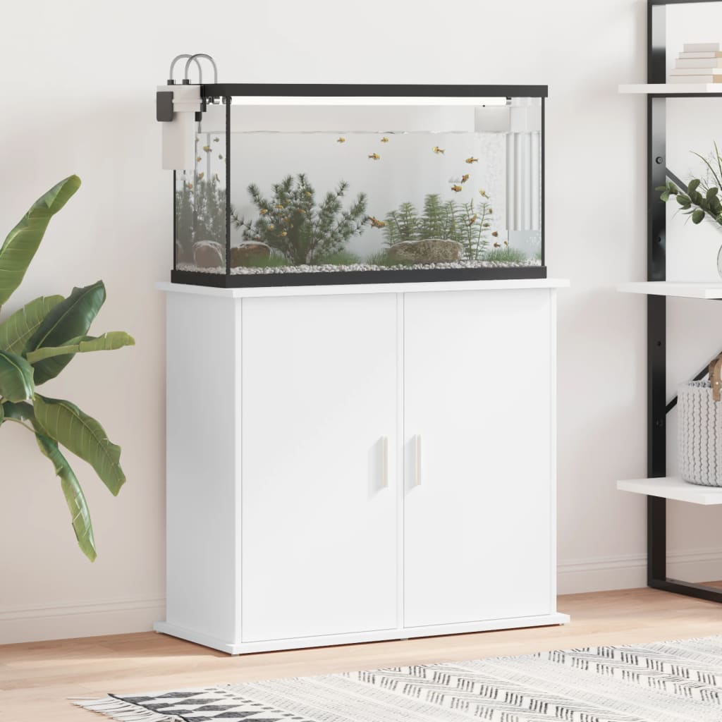 White Aquarium Stand 81x36x73 cm in Multilayer Wood