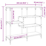 Tavolino Consolle Nero 103x32x95 cm in Legno Multistrato