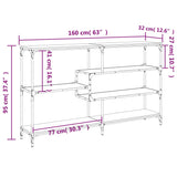 Tavolo Consolle Grigio Sonoma 160x32x95 cm in Legno Multistrato