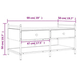 Tavolino da Salotto Nero 99x50x50 cm in Legno Multistrato