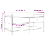 Tavolino da Salotto Rovere Marrone 99x50x50cm Legno Multistrato