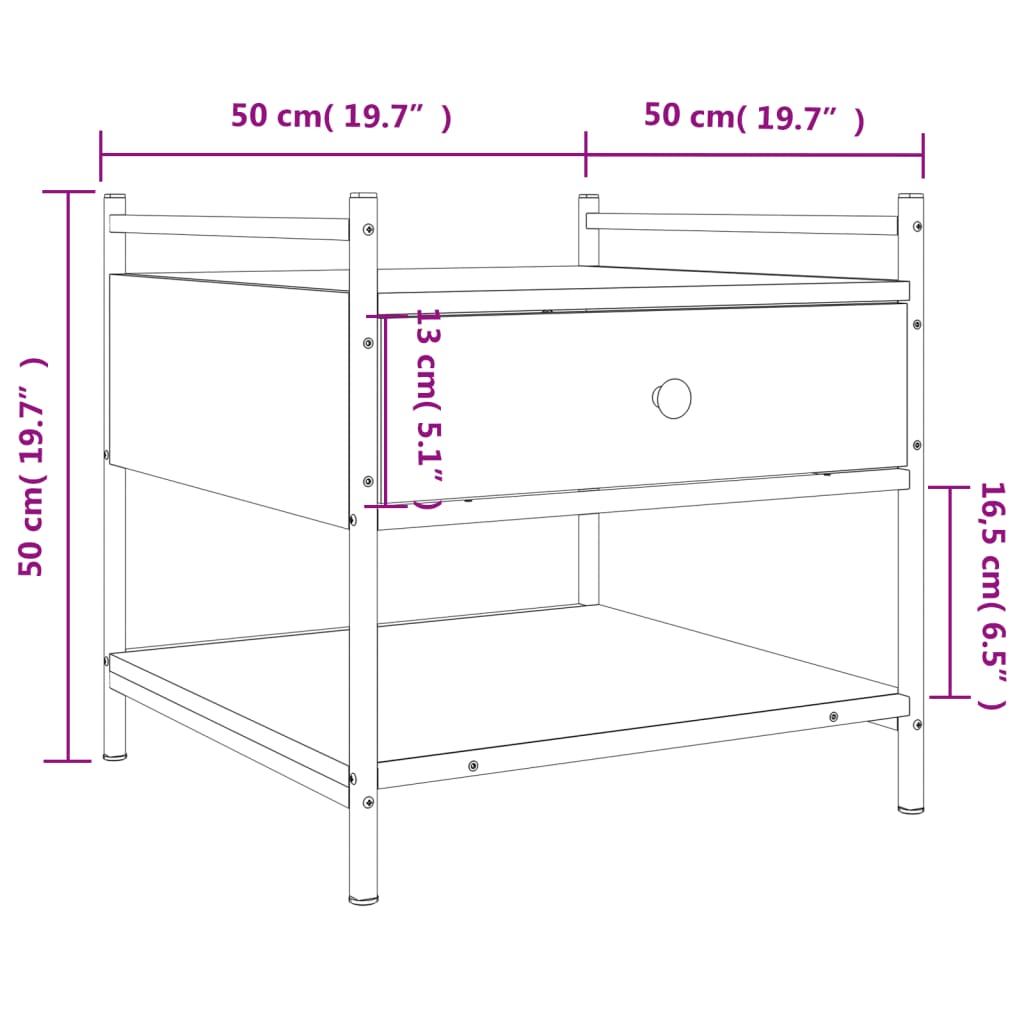 Tavolino da Salotto Nero 50x50x50 cm in Legno Multistrato