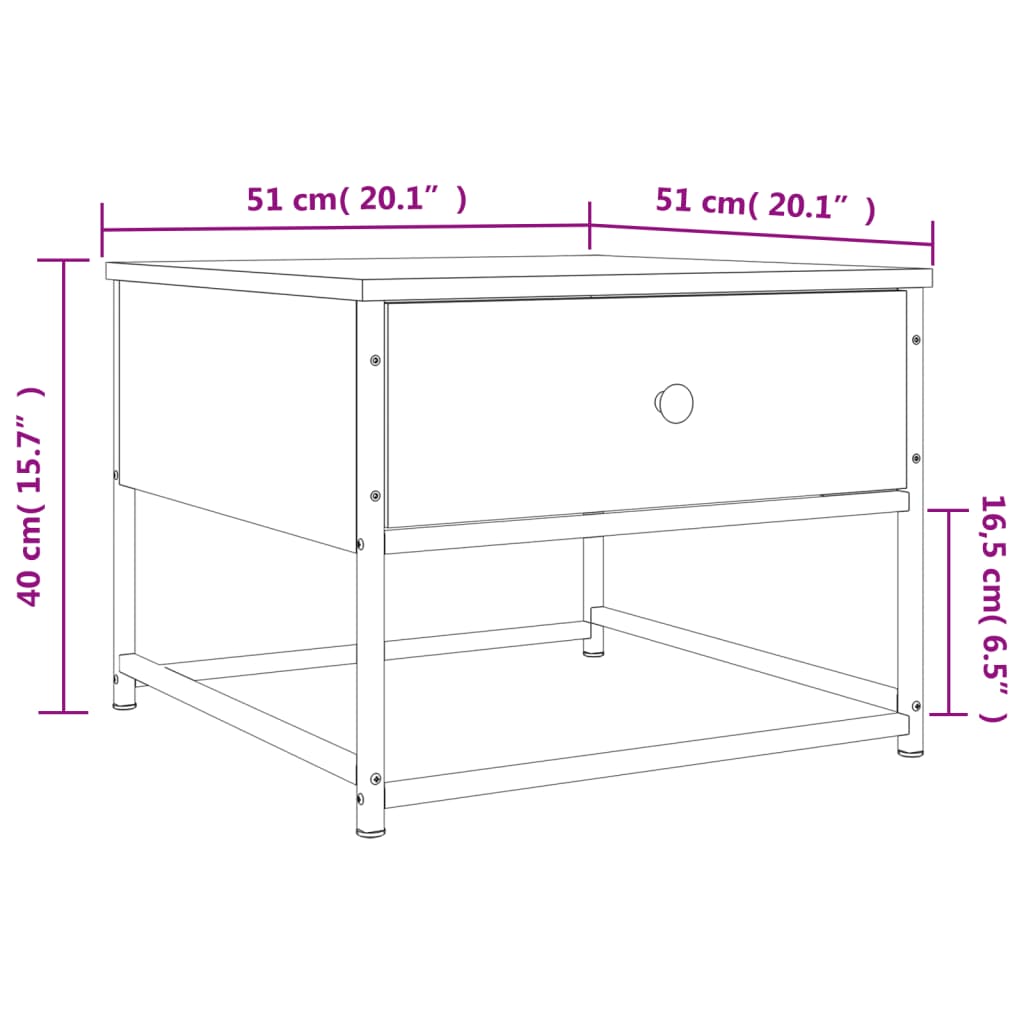 Tavolino da Salotto Nero 51x51x40 cm in Legno Multistrato