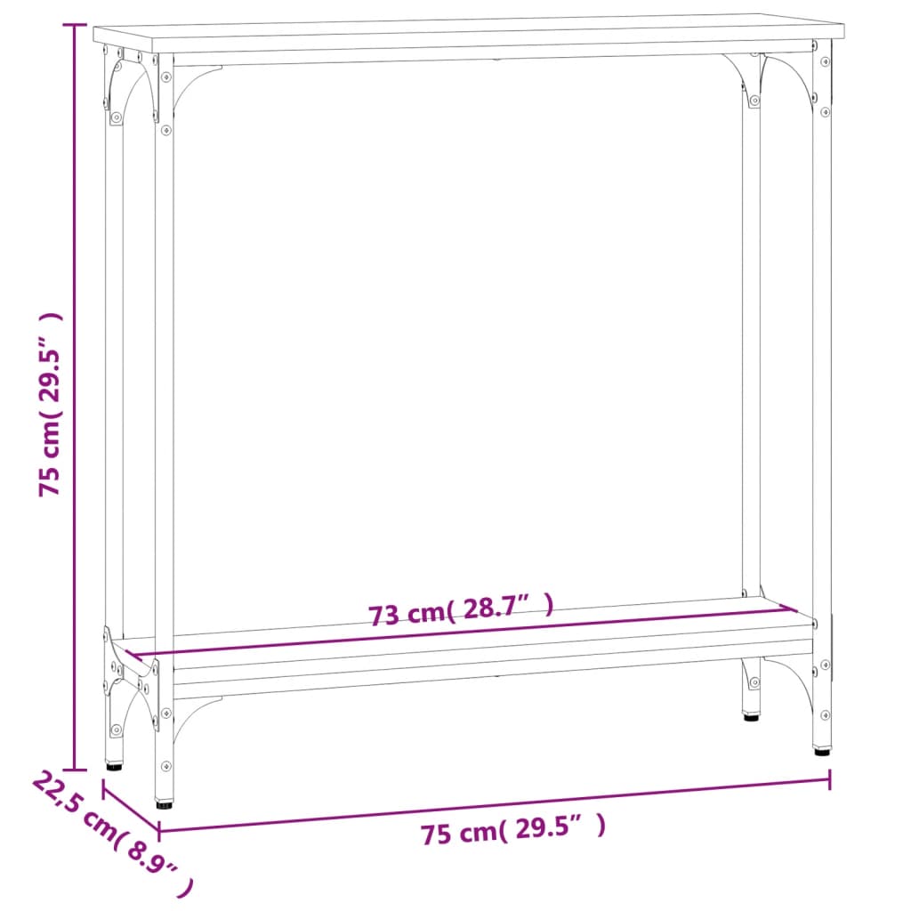 Tavolino Consolle Nero 75x22,5x75 cm in Legno Multistrato