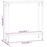 Tavolino Consolle Rovere Sonoma 75x22,5x75cm Legno Multistrato