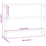 Tavolino Consolle Nero 100x22,5x75 cm in Legno Multistrato