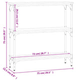 Tavolino Consolle Nero 75x22,5x75 cm in Legno Multistrato