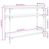 Tavolino Consolle Nero 100x29x75 cm in Legno Multistrato