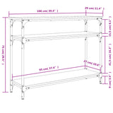 Tavolo Consolle Rovere Fumo 100x29x75 cm Legno Multistrato