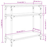 Tavolino Consolle Rovere Fumo 75x29x75 cm in Legno Multistrato