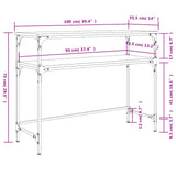 Tavolino Consolle Nero 100x35,5x75 cm in Legno Multistrato