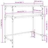 Tavolino Consolle Nero 75x35,5x75 cm in Legno Multistrato