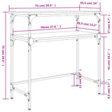 Tavolino Consolle Rovere Fumo 75x35,5x75cm in Legno Multistrato