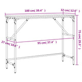 Tavolo Consolle Grigio Sonoma 100x32x75 cm in Legno Multistrato