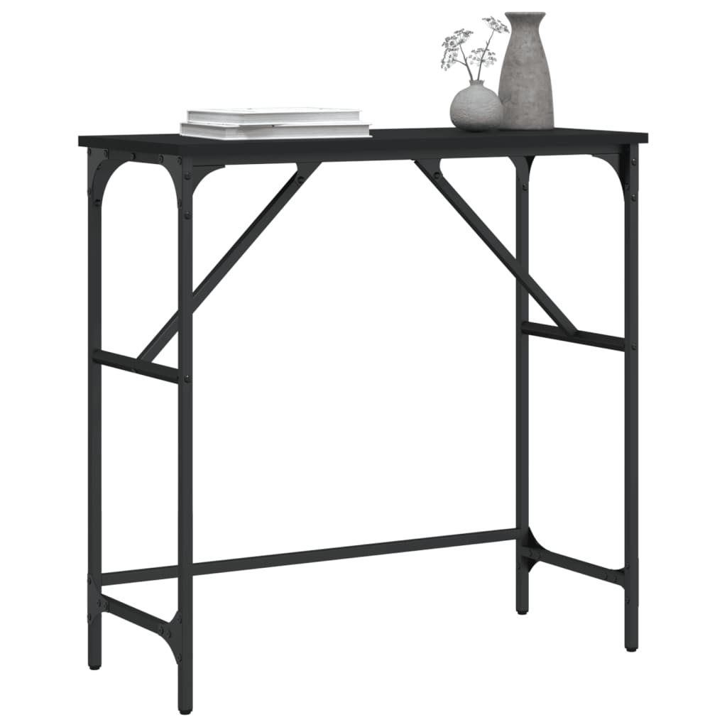 Tavolino Consolle Nero 75x32x75 cm in Legno Multistrato