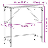 Tavolino Consolle Grigio Sonoma 75x32x75cm in Legno Multistrato