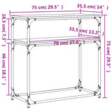 Tavolino Consolle Grigio Sonoma 75x35,5x75 cm Legno Multistrato