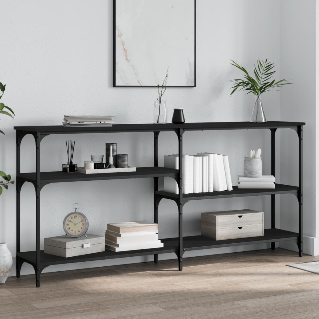 Tavolino Consolle Nero 160x29x75 cm in Legno Multistrato