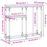 Tavolino Consolle Nero 90x22,5x75 cm in Legno Multistrato