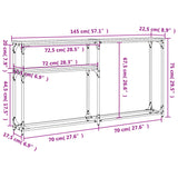 Tavolino Consolle Nero 145x22,5x75 cm in Legno Multistrato