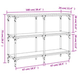 Tavolo Consolle Rovere Fumo 100x29x75 cm in Legno Multistrato