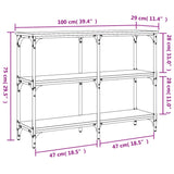 Tavolo Consolle Grigio Sonoma 100x29x75 cm in Legno Multistrato