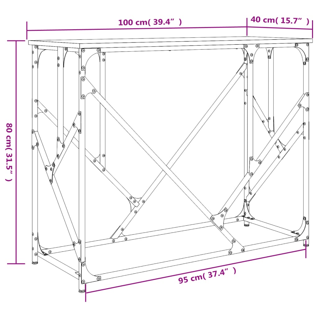 Tavolo Consolle Grigio Sonoma 100x40x80 cm in Legno Multistrato