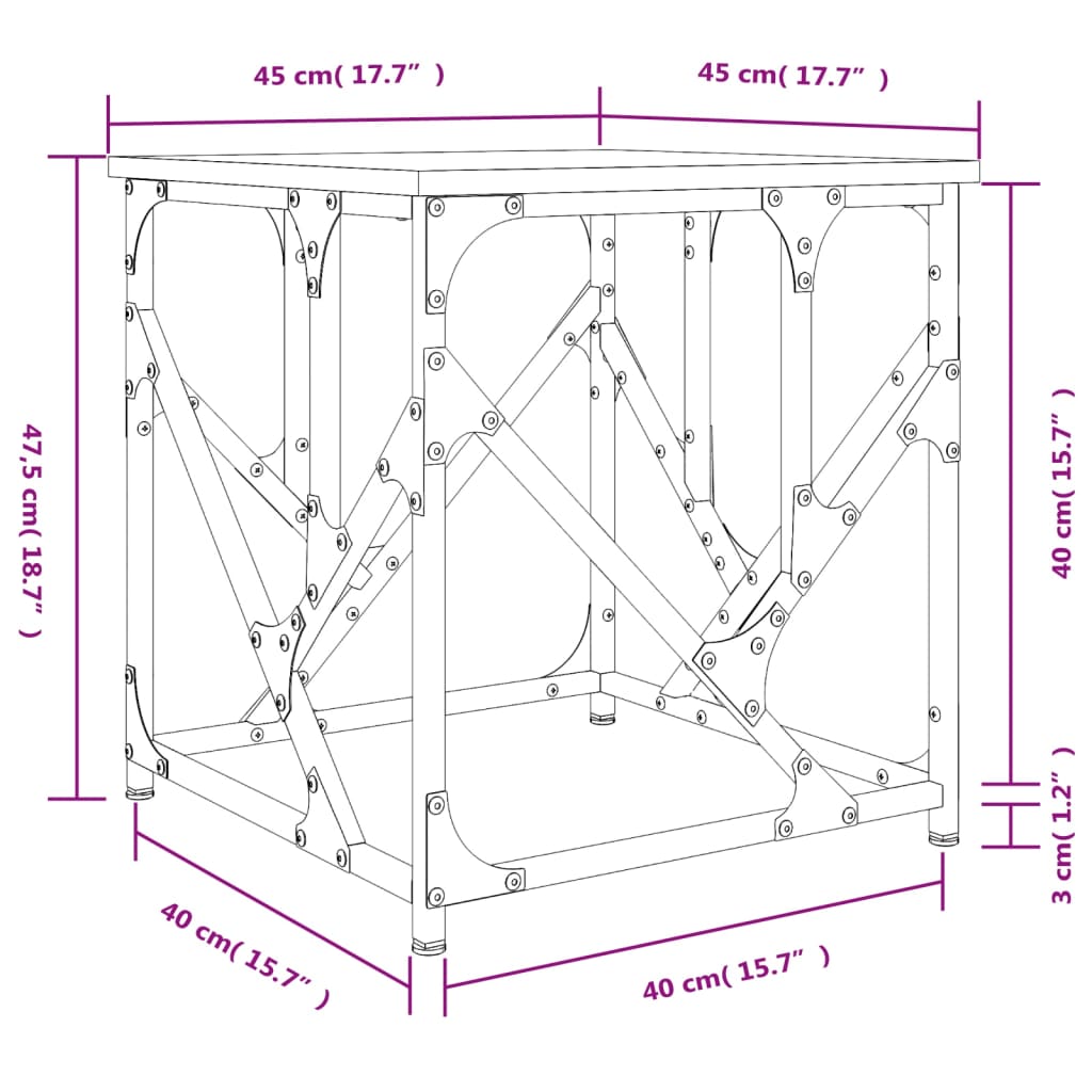 Tavolino Salotto Rovere Sonoma 45x45x47,5 cm Legno Multistrato