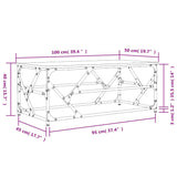 Tavolino da Salotto Rovere Fumo 100x50x40 cm Legno Multistrato