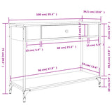 Tavolino Consolle Rovere Fumo 100x34,5x75cm Legno Multistrato